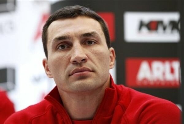 CORRECTS NAME OF BOXING FEDERATION - Wladimir Klitschko from the Ukraine looks on during a news conference in Frankfurt, Germany on Monday, Sept. 6, 2010. IBF, WBO and IBO heavyweight Champion Wladimir Klitschko will try to defend his title against Samuel Peter of Nigeria in Frankfurt, Germany, on upcoming Saturday. (AP Photo/dapd, Mario Vedder)