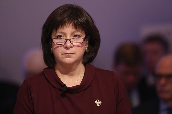 Natalie Jaresko, Ukraine's finance minister, pauses during a session on the opening day of the World Economic Forum (WEF) in Davos, Switzerland, on Wednesday, Jan. 21, 2015. World leaders, influential executives, bankers and policy makers attend the 45th annual meeting of the World Economic Forum in Davos from Jan. 21-24. Photographer: Chris Ratcliffe/Bloomberg via Getty Images
